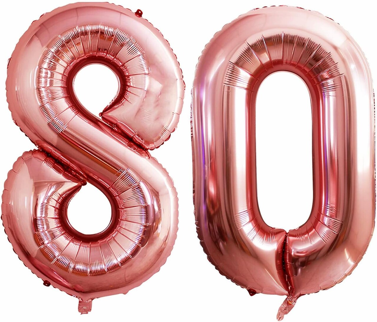 Number 80 Balloons – 42 Inch Jumbo Rose Gold Foil Balloons for 80th Birthday Party Decorations & Anniversary Celebrations (Rose Gold)